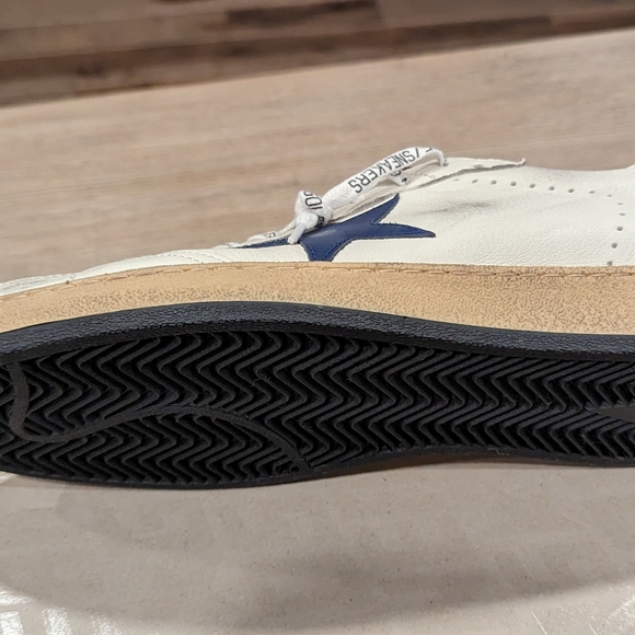 Mens Golden Goose Ball Star Low-Top Sneakers White/Blue - Picture 7 of 8